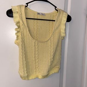 Yellow Zara Knit Cropped Tank Top